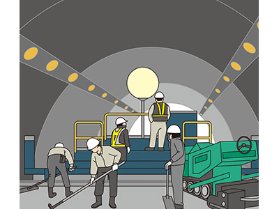 トンネルのコンクリート舗装作業中、一酸化炭素中毒となり入院