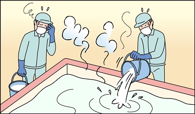 浴槽清掃時に二酸化塩素の急激な反応により大量発生した塩素ガスの吸引による中毒