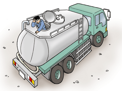 消石灰を輸送したタンクローリーのタンク内を清掃していた作業者が酸素欠乏症にかかる