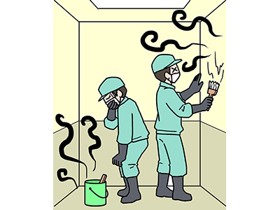 エレベーター内装の塩ビシート剥離作業中に急性有機溶剤中毒となり死亡
