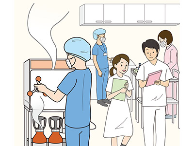 医療用器具等の滅菌処理中のガス中毒により入院