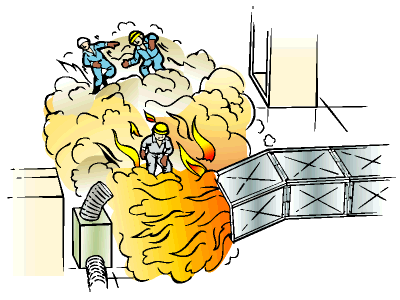 プロパンガス利用の熱風循環炉内で爆発