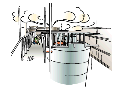 農薬製造工場で排ガス処理装置に隣接した貯蔵タンクの清掃作業中、硫化水素中毒