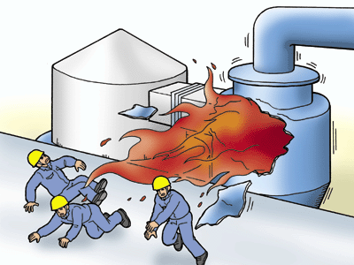 脱脂大豆製造工程において、脱溶剤機内でノルマルヘキサンが爆発