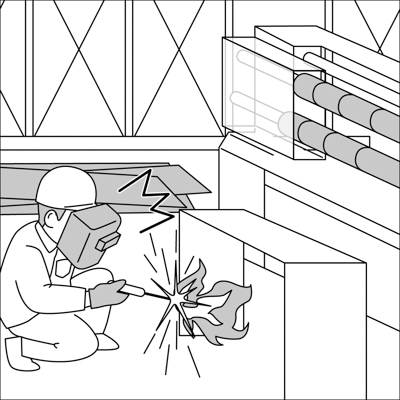 樹脂膜製造工場で、設備解体作業中に火炎が噴出した